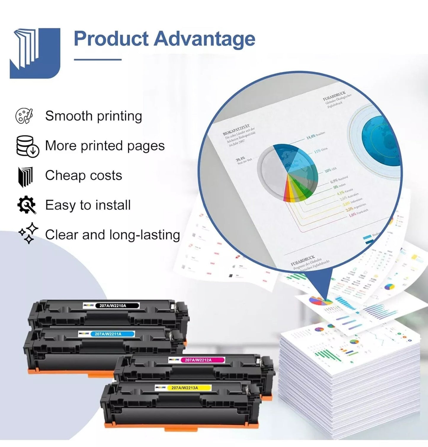 JMLCOLORS 207X Toner Cartridge 4 Pack Black Cyan Magenta Yellow Premium Quality