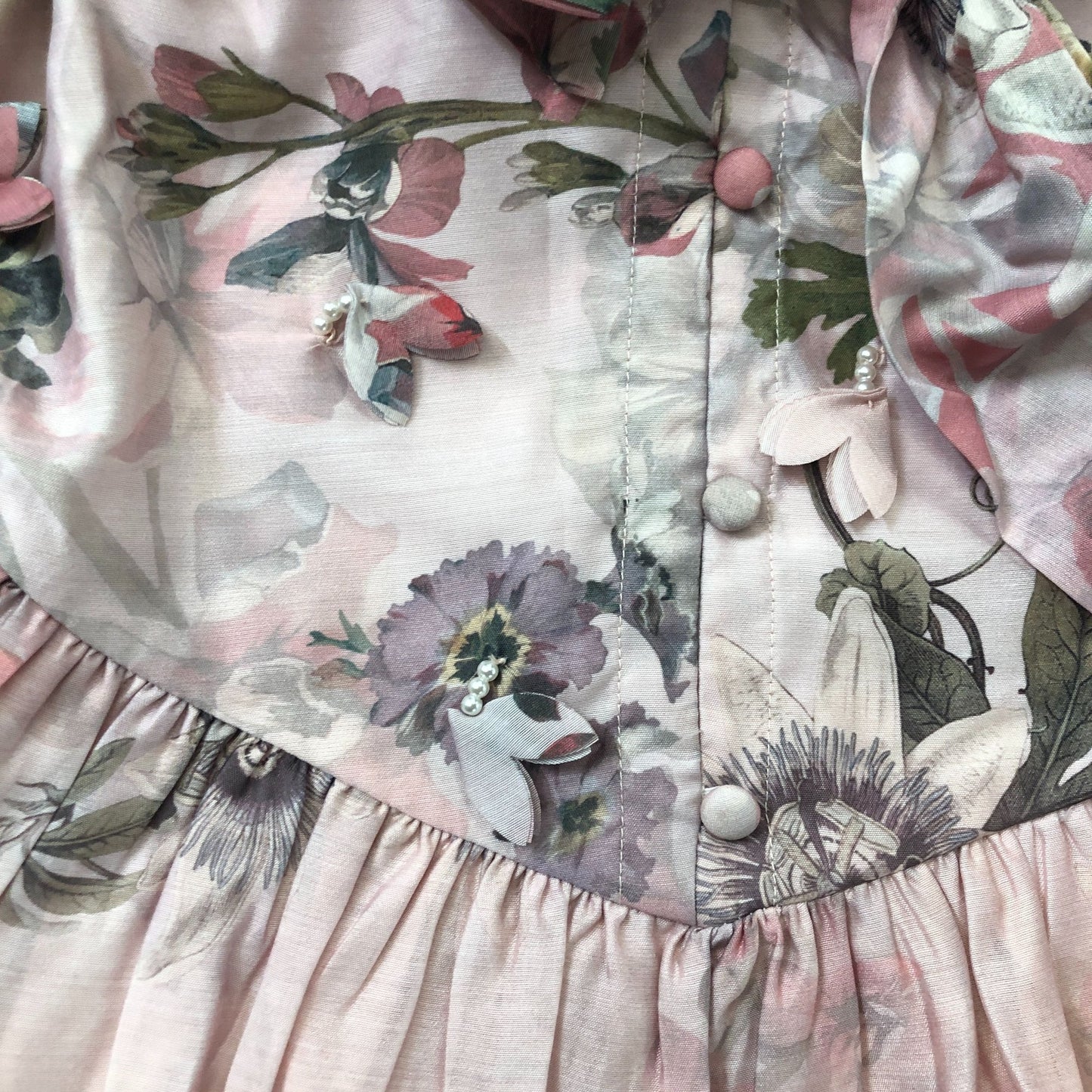 River Island Girls Dress 6 Years Floral Long Sleeve Party Dress Pink