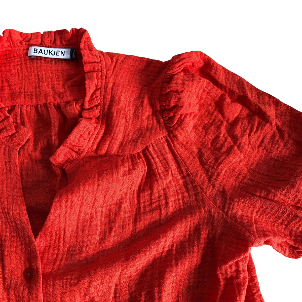 Baukjen Short Sleeve Button Up Blouse Bright Orange Size 14