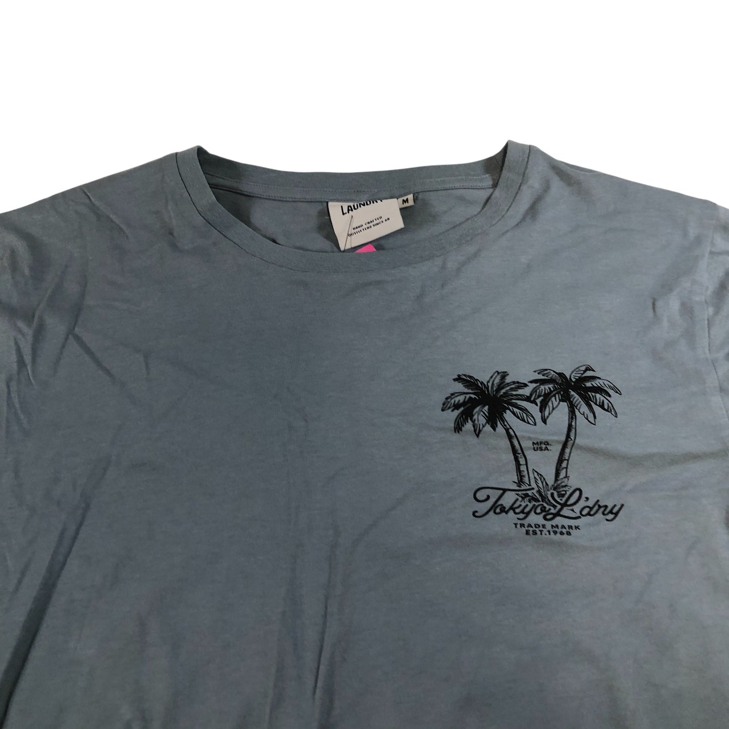 Tokyo Laundry T-Shirt Men's Size M Grey Palm Print Cotton Short Sleeve