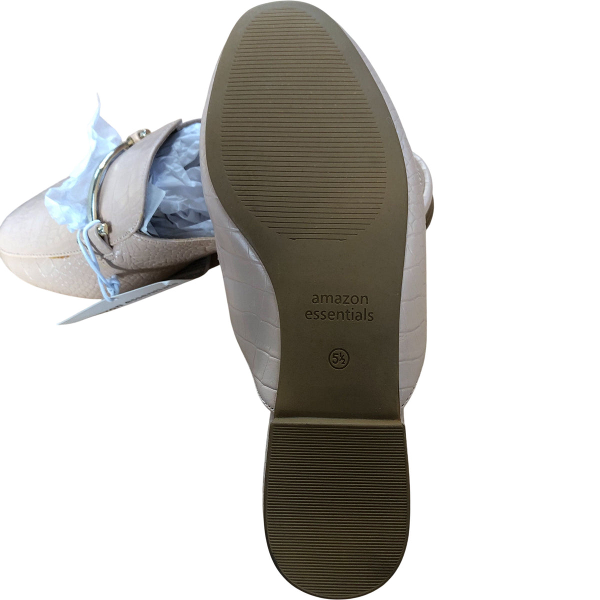 Crocodile Print Mules Women's Slip On Shoes Beige UK2.5