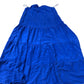 Baukjen Women's Blue Tiered Maxi Dress Size 14 100% Tencel V Neck Summer