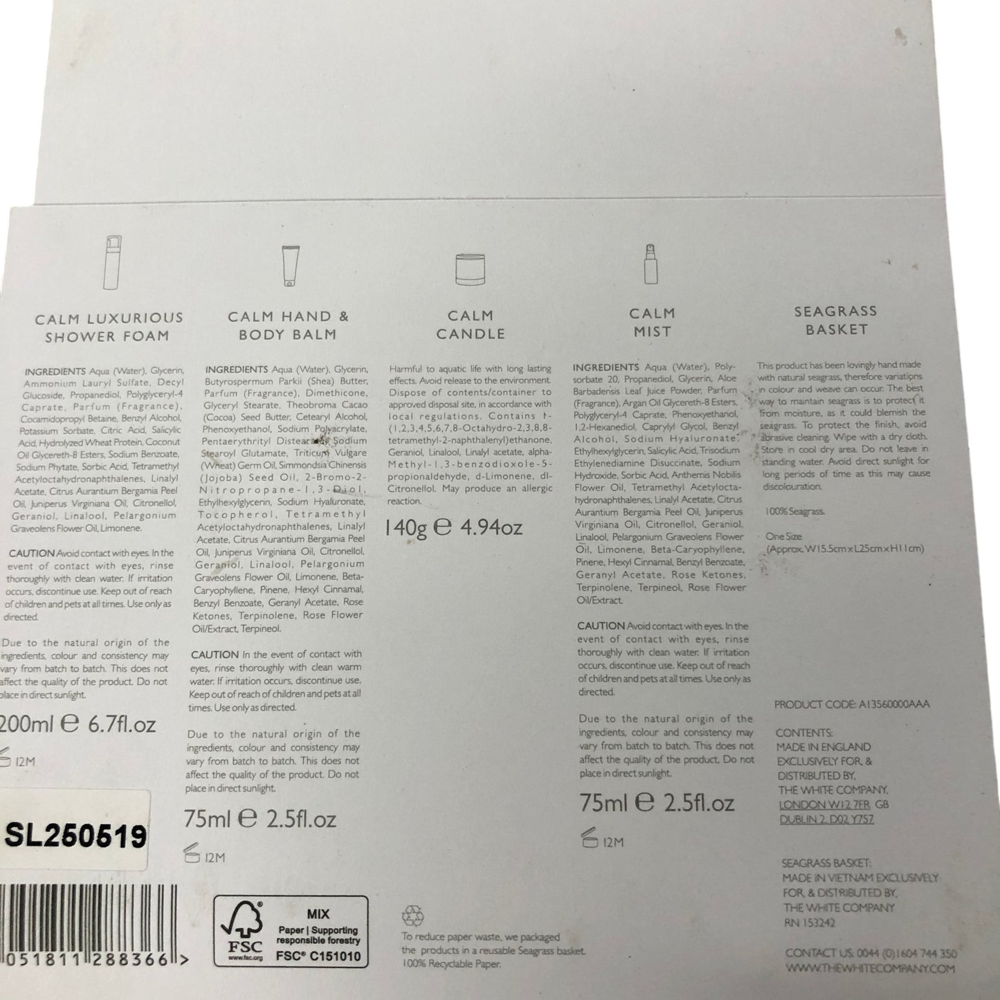 Branded Calm Wellness Basket Gift Set Shower Foam Candle Balm