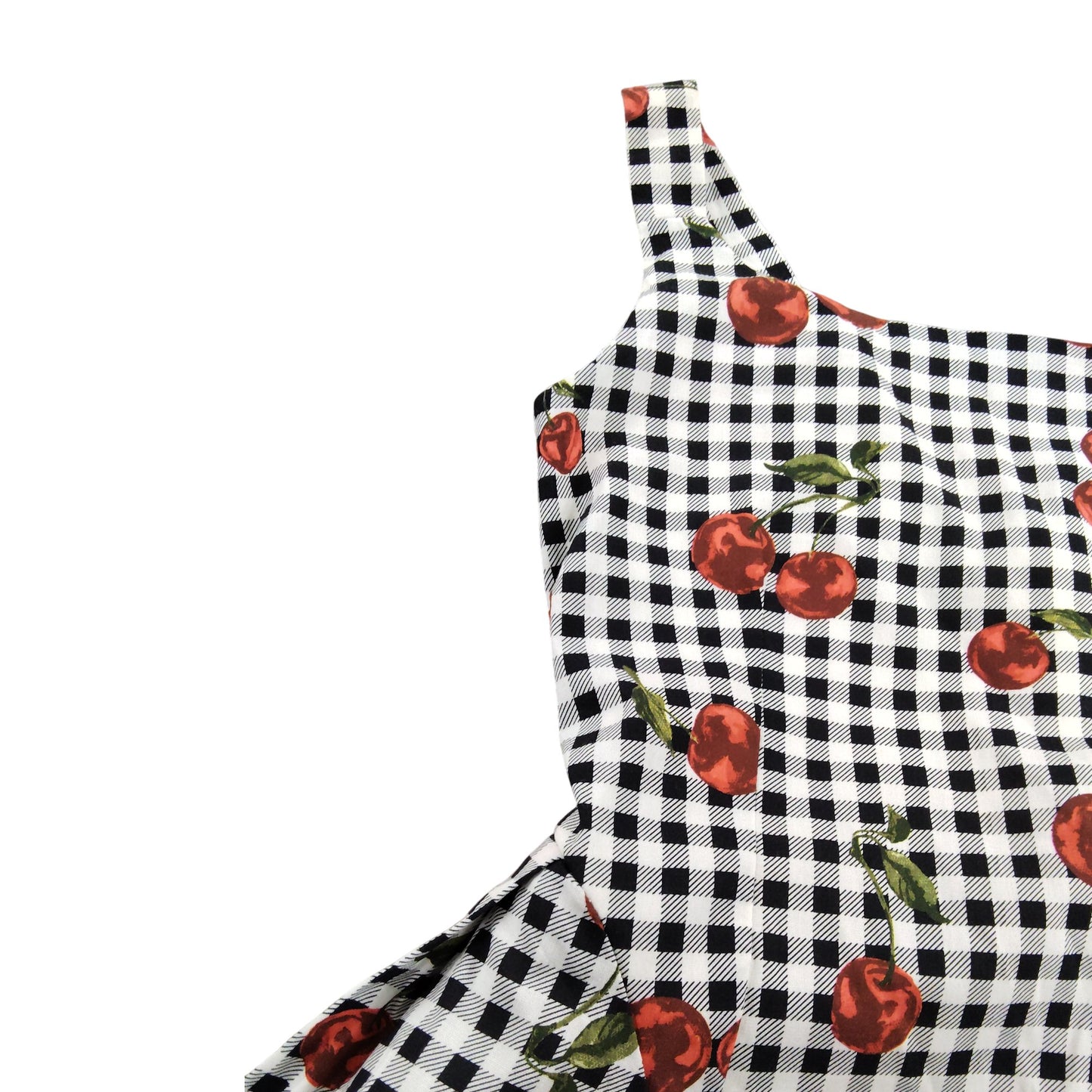 River Island Girls Dress UK6 Black White Checkered Cherry Print Summer