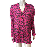 Branded Women's Pink Leopard Print Button Up Blouse Size UK 12