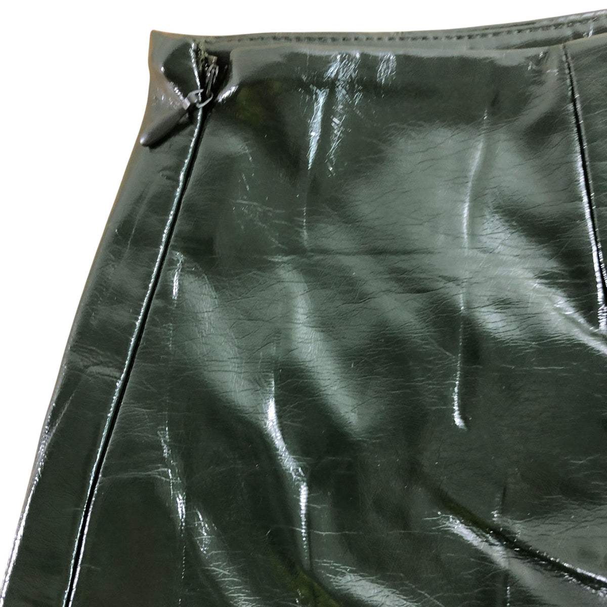 River Island Green Faux Leather Skirt UK10 Women's Pencil