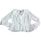 River Island UK8 Women's White Ruffled Blouse Long Sleeve Pleated Top