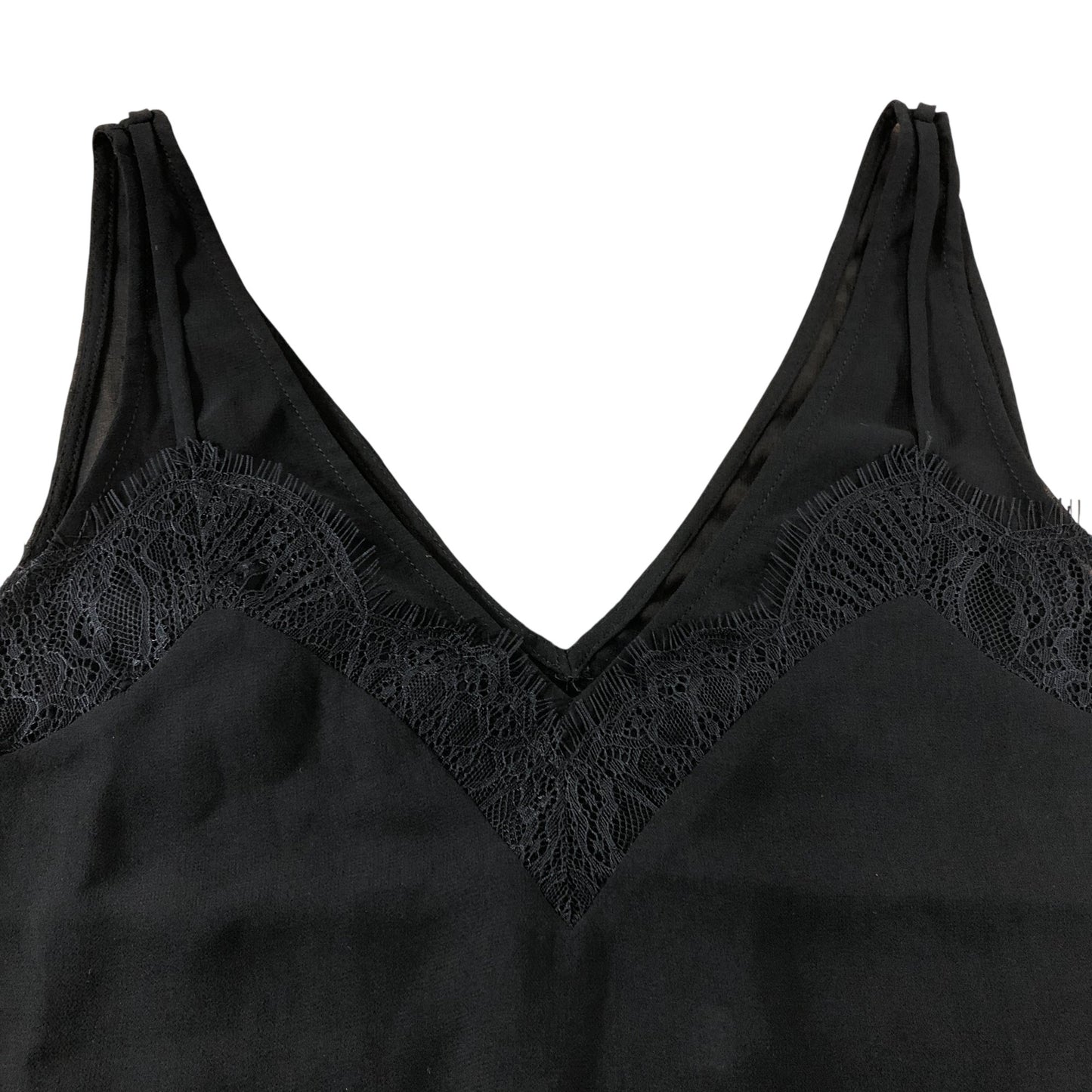 Branded Black Lace Trim Vest - Size 8