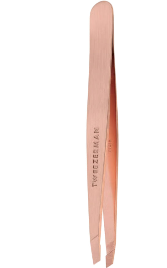 TWEEZERMAN Rose Gold Slant Tweezer Hand Filed Tips Stainless Steel