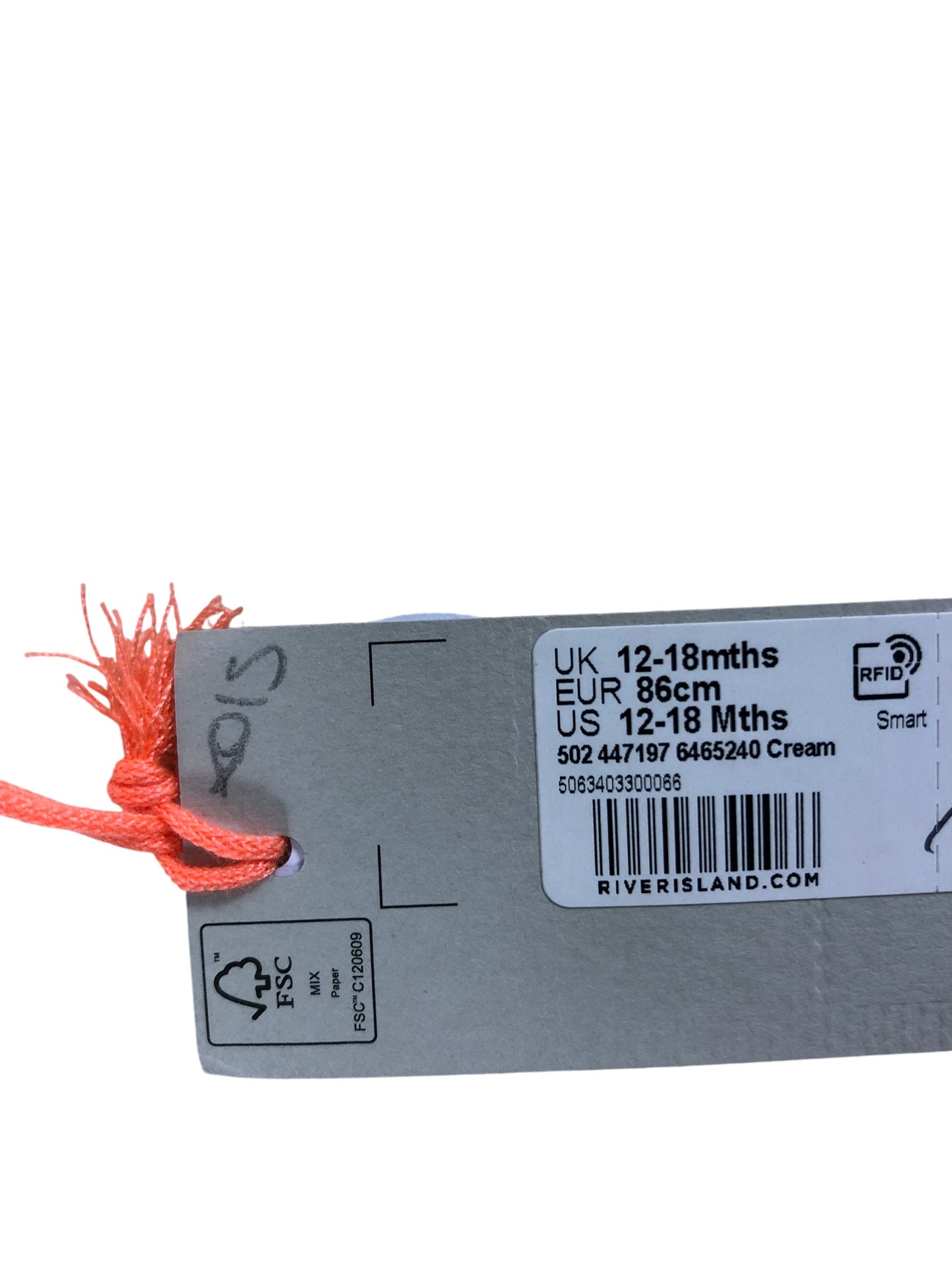 River Island Mini Girls Cream Dress UK12-18 Months Ruffled Design Knitwear