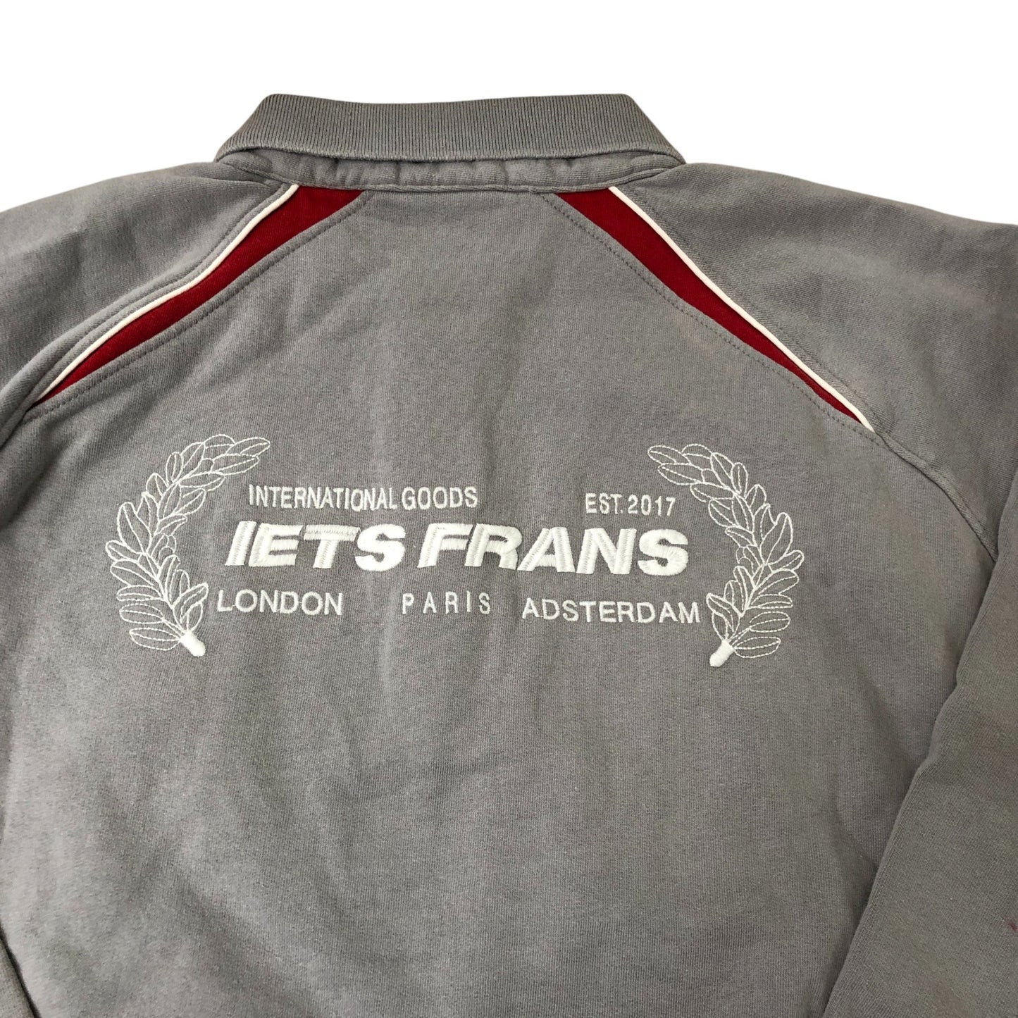IETS FRANS Pullover Collared Sweatshirt Grey Red Cotton Size Small
