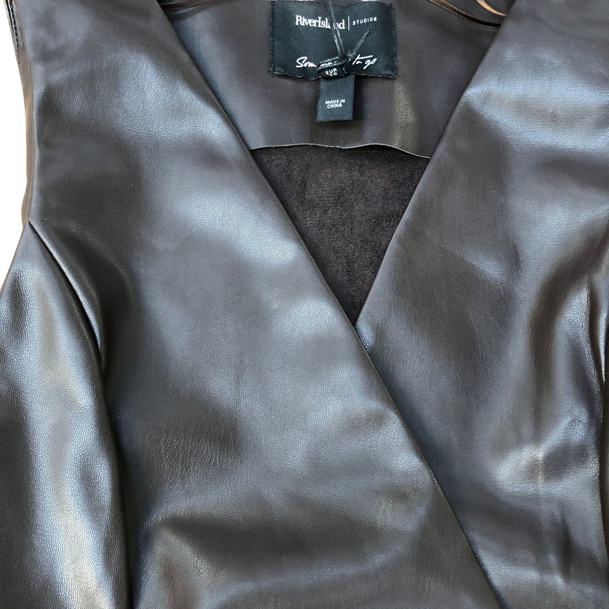 River Island Studio Brown Faux Leather Double Breasted Vest Size UK12 Women's