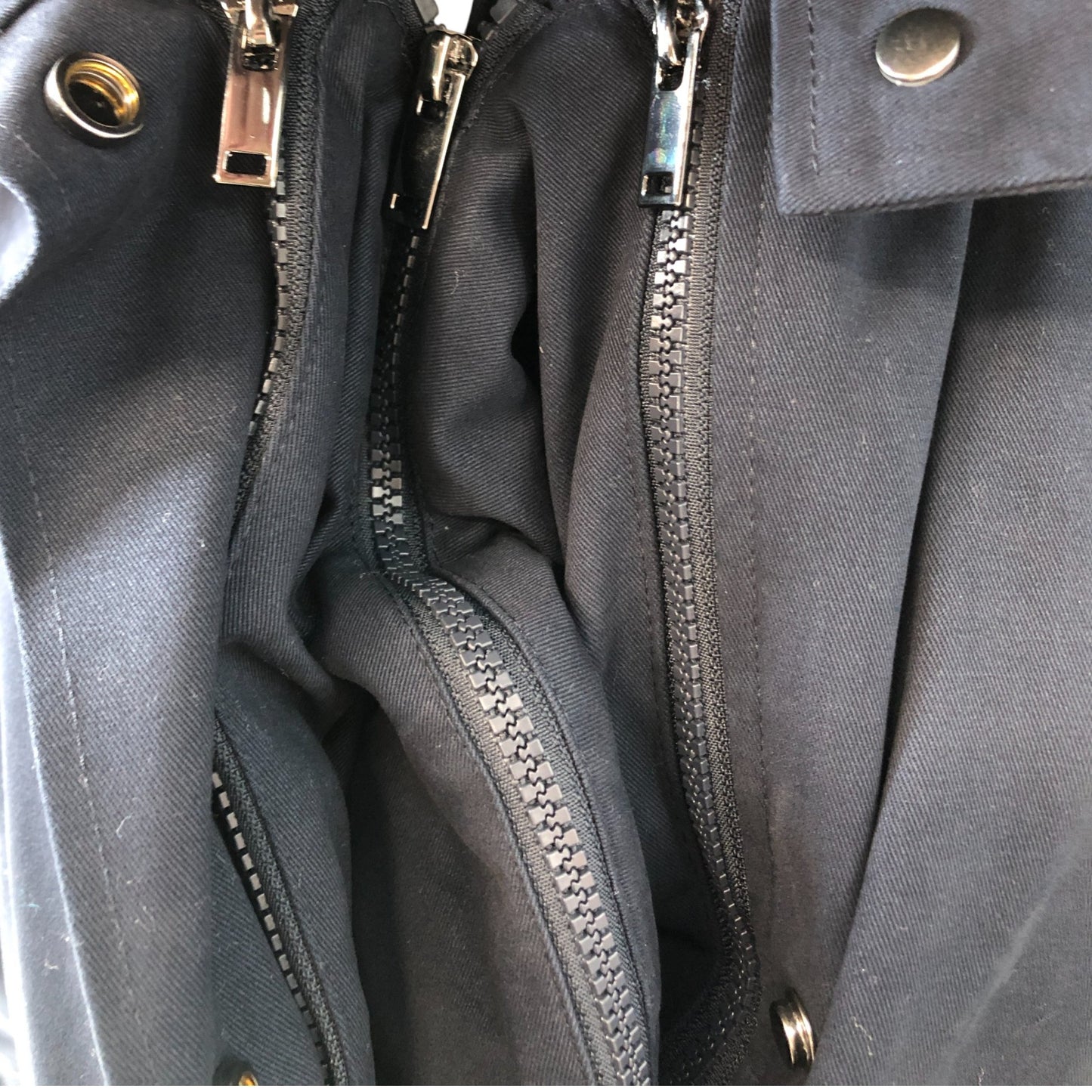 Seraphine Maternity Parka Coat Size 8 Navy Blue Faux Fur Lining Hood Midi