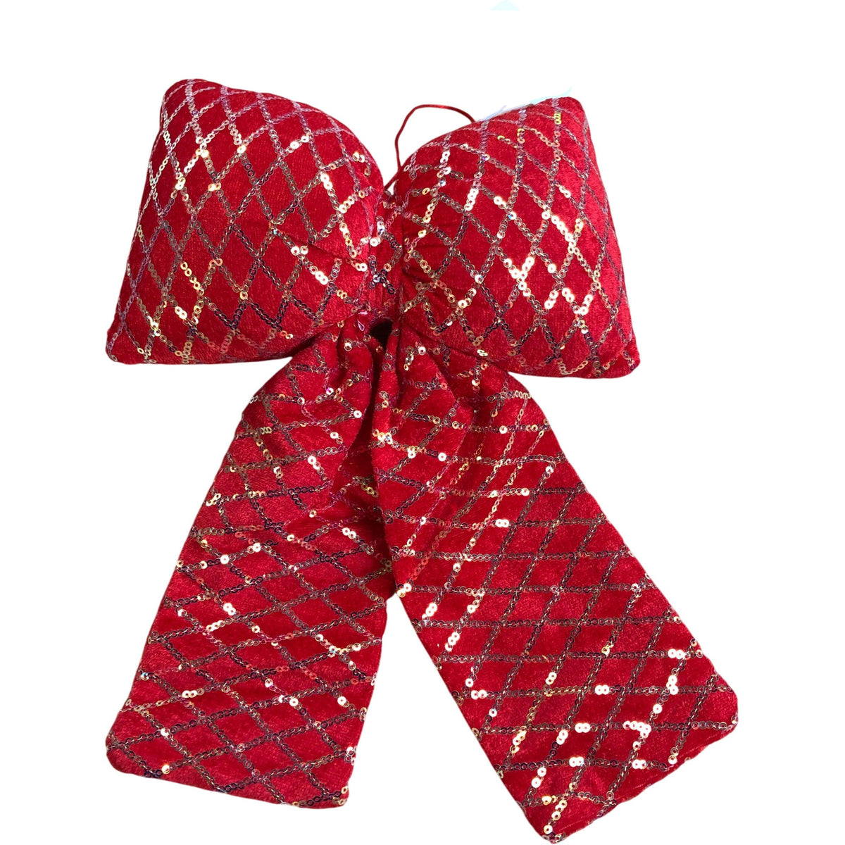 Red Sequin Door Bow Christmas Decoration 10"