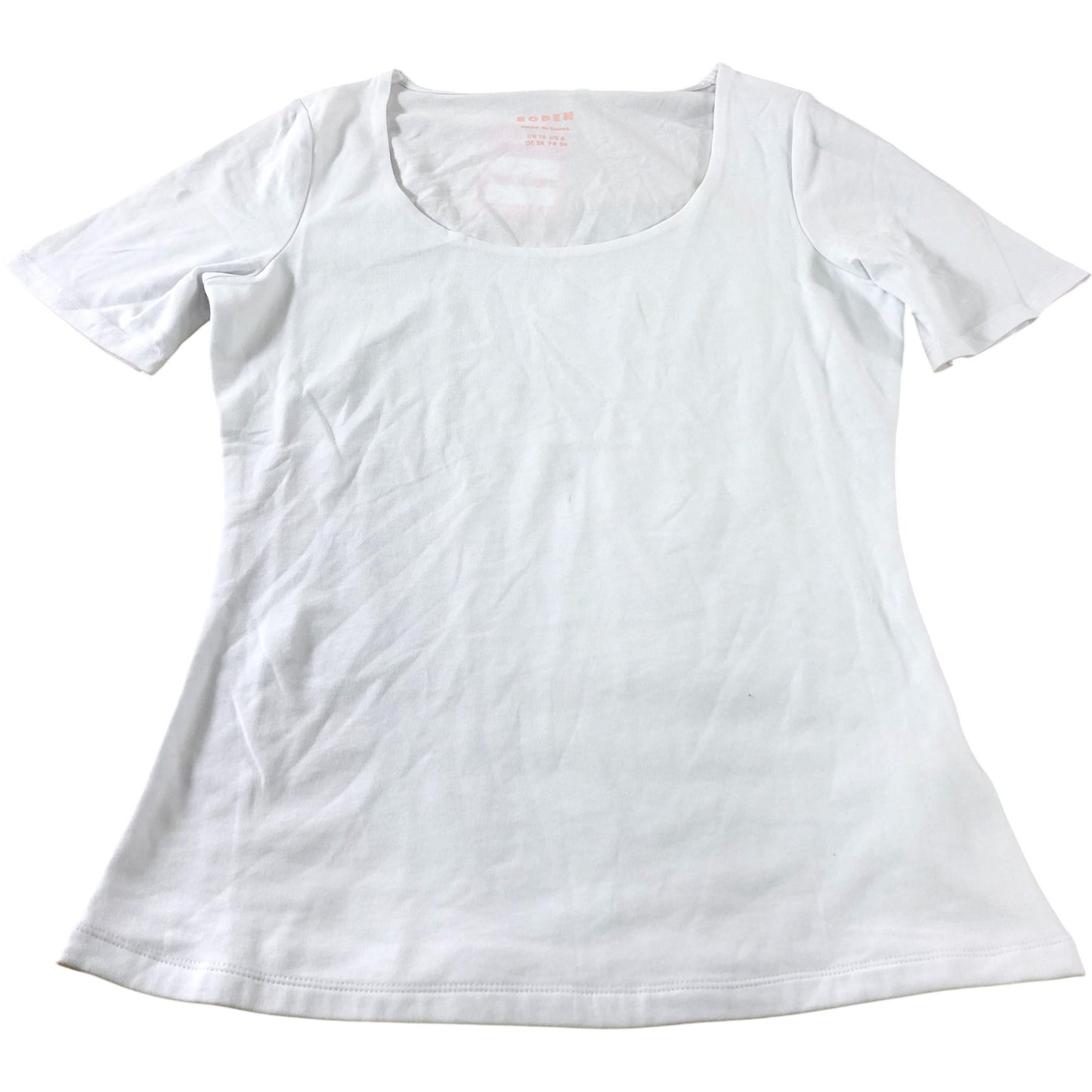 Boden White Short Sleeve Scoop Neck T-Shirt - Size 10