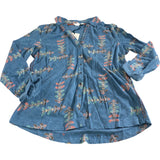 Annie Jersey Shirt UK10 Women's Blue Floral Cotton Blouse