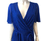 Lauren Ralph Lauren Polka Dot Wrap Dress Size 10 Women's Blue Short Sleeve