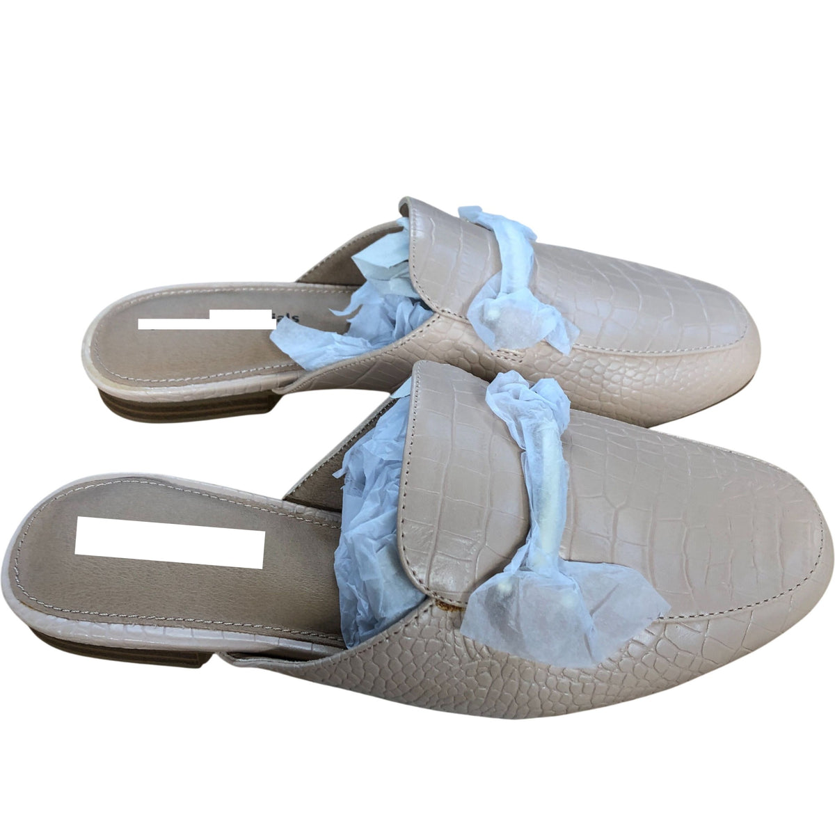 Crocodile Print Mules Women's Slip On Shoes Beige UK2.5