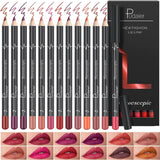Pudaier New Fashion Stereoscopic Lip Liner Set Perfect For Lip Makeup 12 Pieces