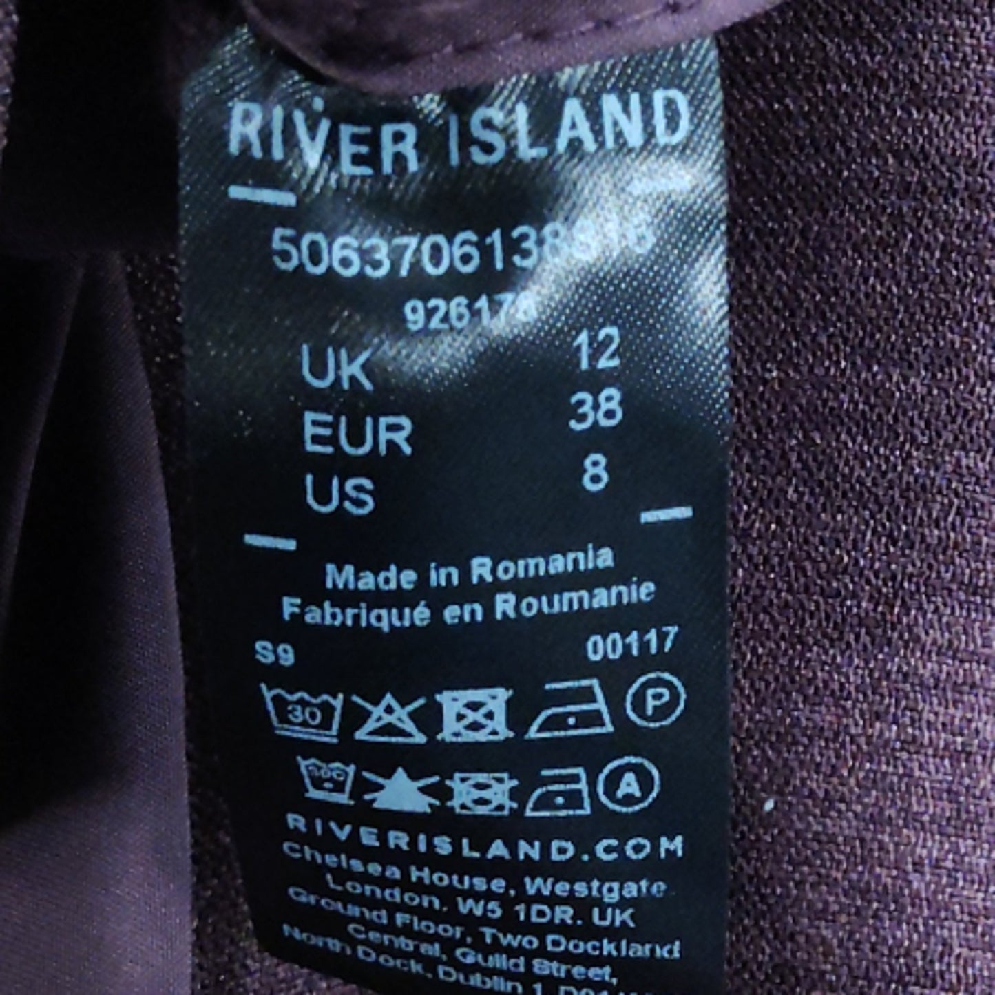 River Island Women's Waistcoat Size 12 Plum Button Up Sleeveless Top