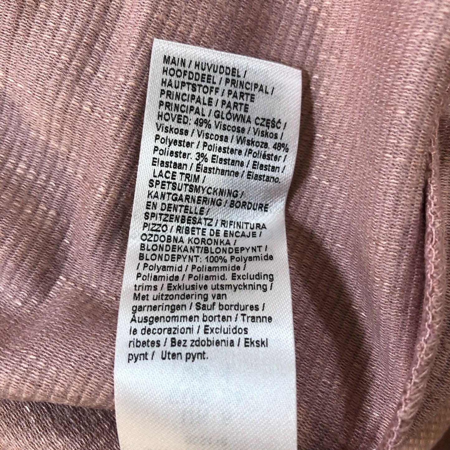 River Island UK8 Women's Long Sleeve Top with Lace Panels in Dusty Pink
