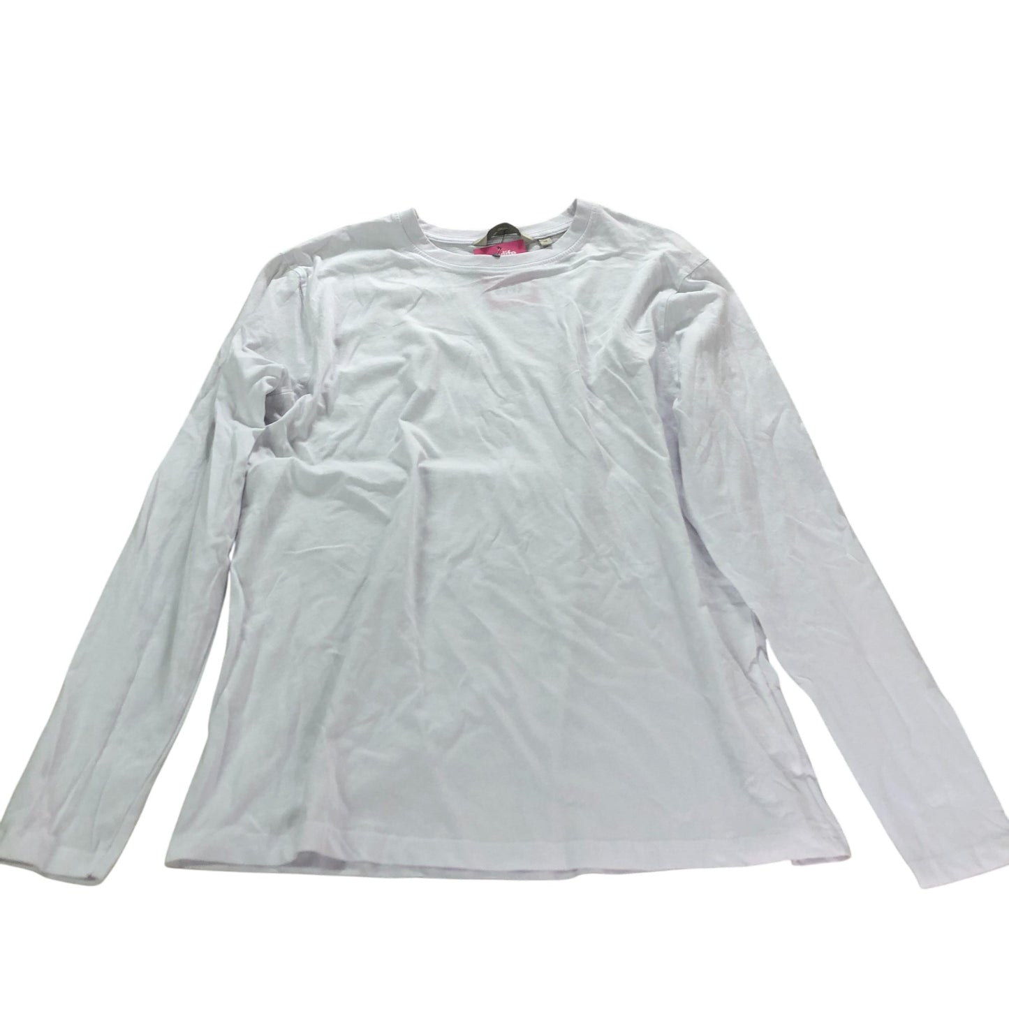 Long Sleeve T-Shirt White 100 Percent Cotton Basic Top Medium