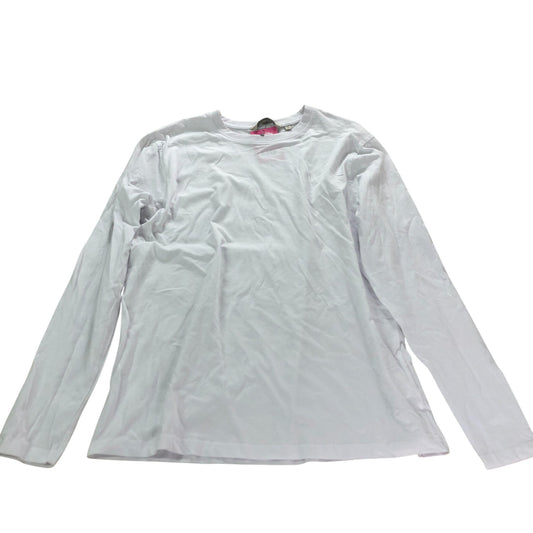 Long Sleeve T-Shirt White 100 Percent Cotton Basic Top Medium