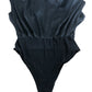 River Island UK14 Women's Black Bodysuit Plunge Shoulder Pads
