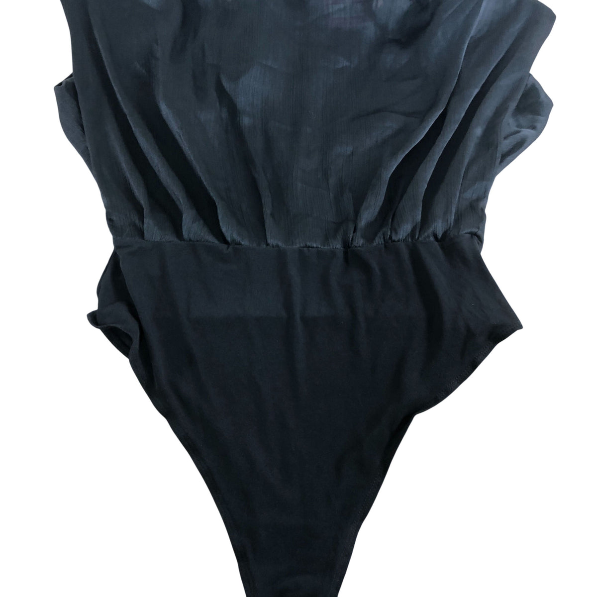 River Island UK14 Women's Black Bodysuit Plunge Shoulder Pads
