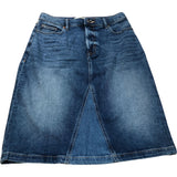 Denim A-Line Skirt 10R Women's Blue High Waist Cotton Blend