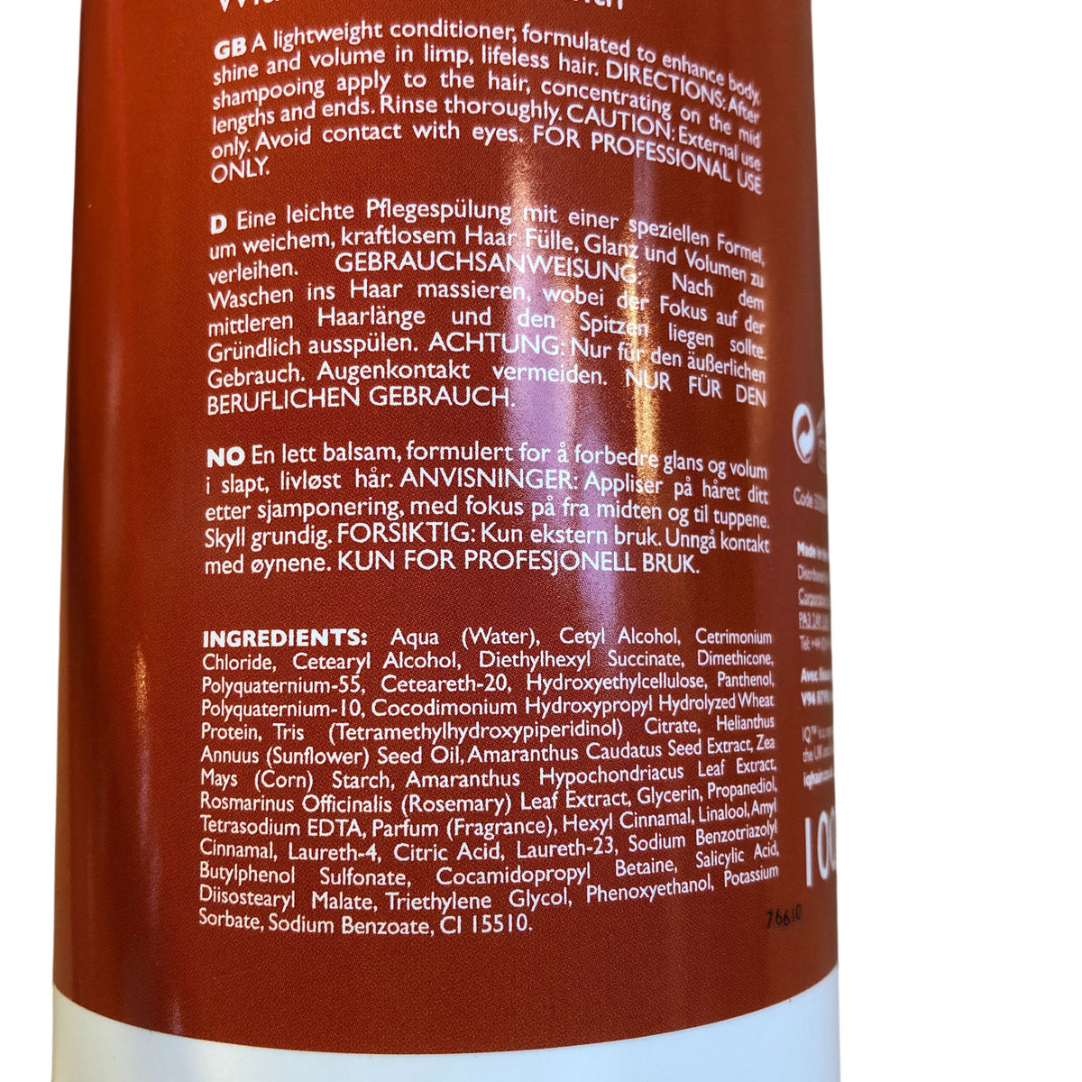 iQ Intelligent Haircare Volume Conditioner The Rosy Honeysuckle 1000ml Duo Lot