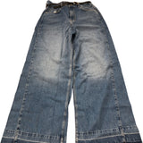 River Island Wide Leg Jeans Women's Blue Classic High Waisted Belted