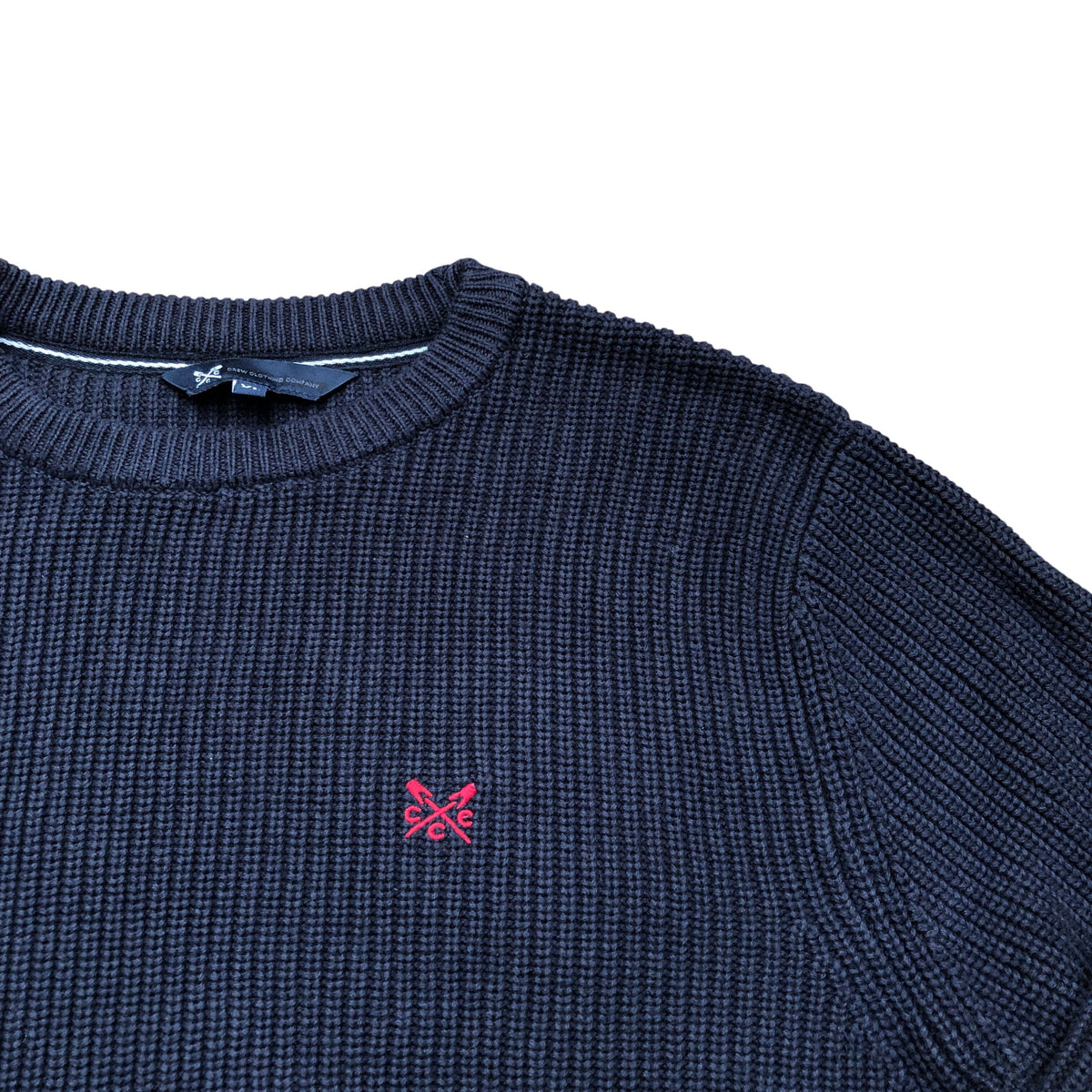 Crew Clothing Company Navy Ribbed Crew Neck Sweater