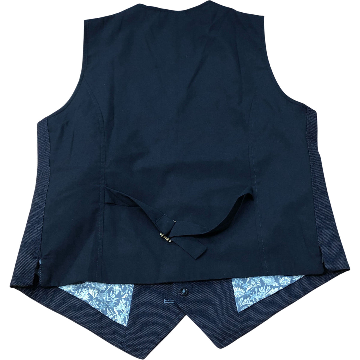 Waistcoat Size 38 Men's Navy Blue Linen Blend Formal Occasion