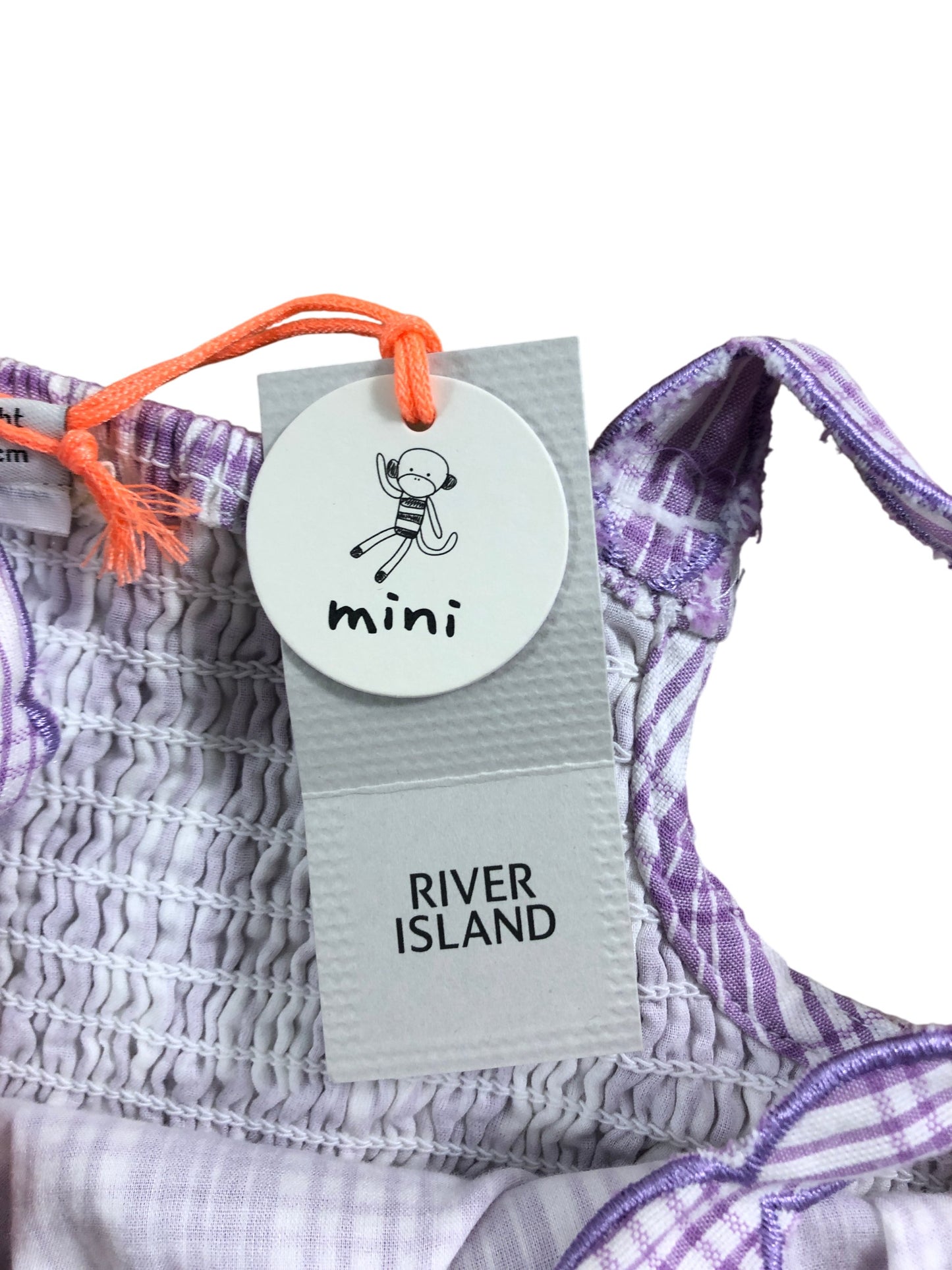 River Island Girls Purple Plaid Size 3-4 Years Summer Casual Style