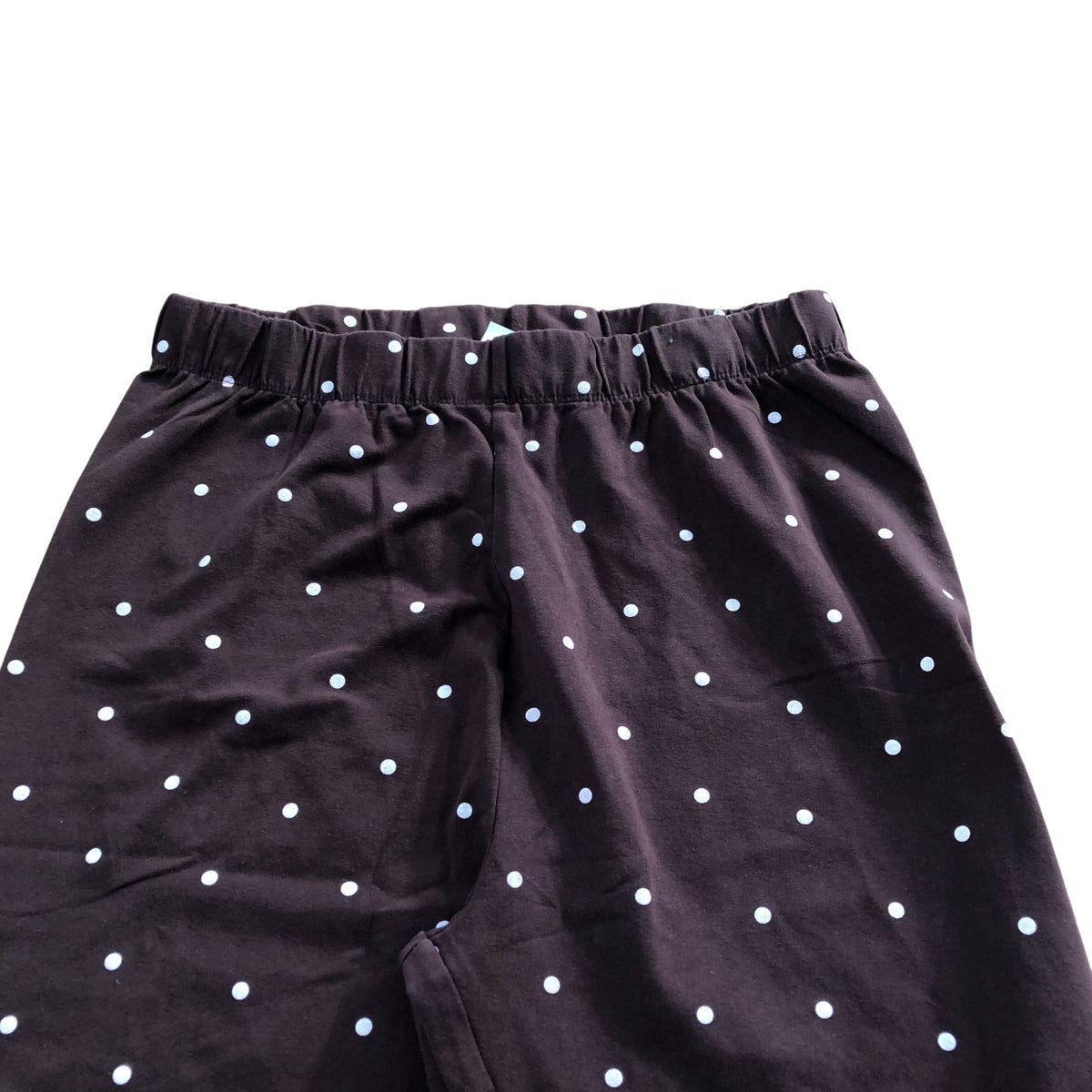 Women's Curve Chocolate Brown Polka Dot Cropped Leggings Casual Cotton Blend