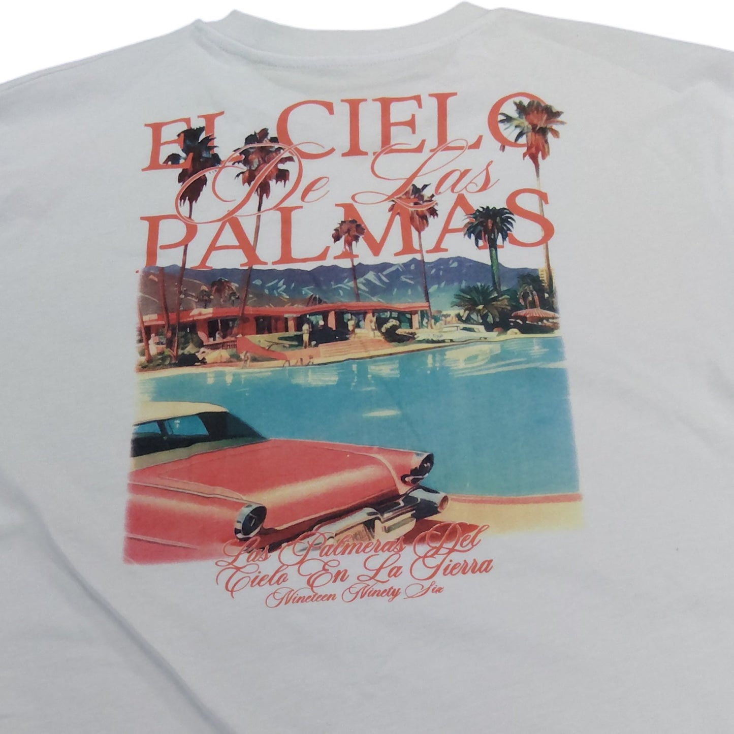 River Island Regular Fit T-Shirt EL Cielo De Las Palmas White Graphic Print XL