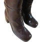 River Island Knee High Boots Women's Brown Leather Block Heel Fashion UK3