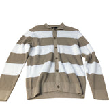 River Island Striped Cardigan Size Medium Men’s Cotton Blend Button Up Khaki