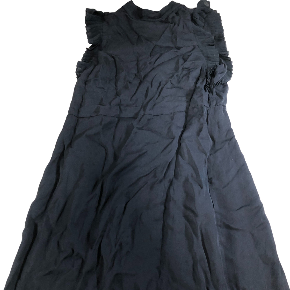 Pleated Midi Dress Women's Navy Blue Lightweight Summer UK10