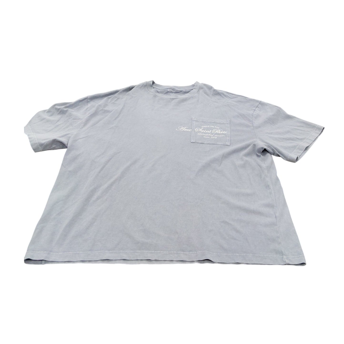 River Island Men's Oversized Fit T-Shirt Size XL Light Blue Short Sleeve Top