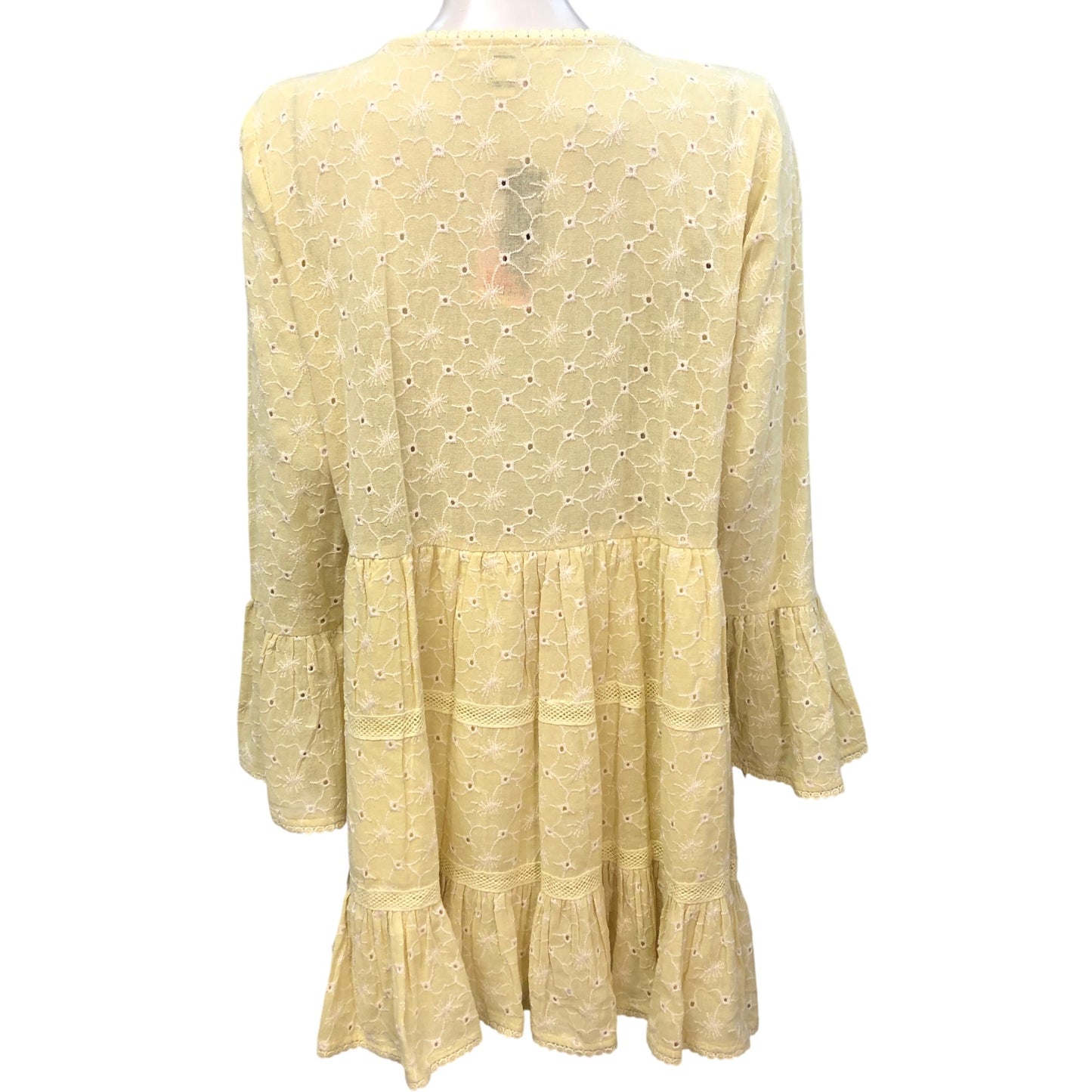 River Island Poolside Women's Yellow Broderie Anglaise Mini Dress Large/ UK16