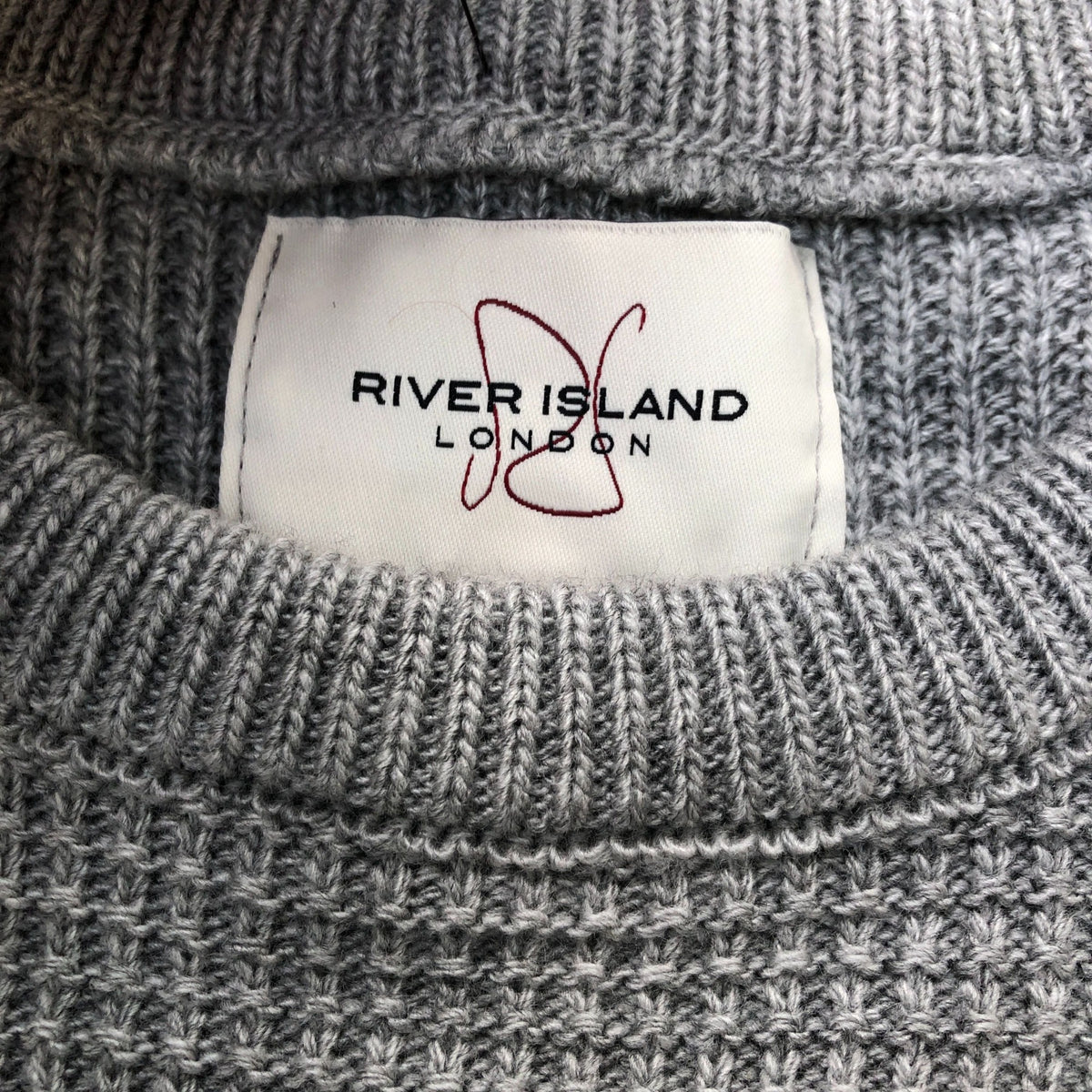 River Island Waffle Knit Jumper Grey
