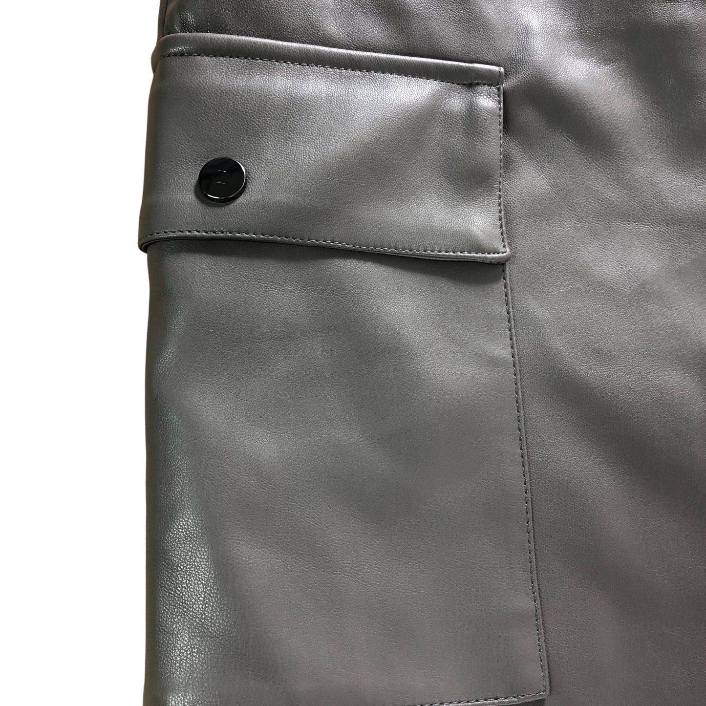 River Island Grey Leather Effect Skirt UK8 Women's Pockets