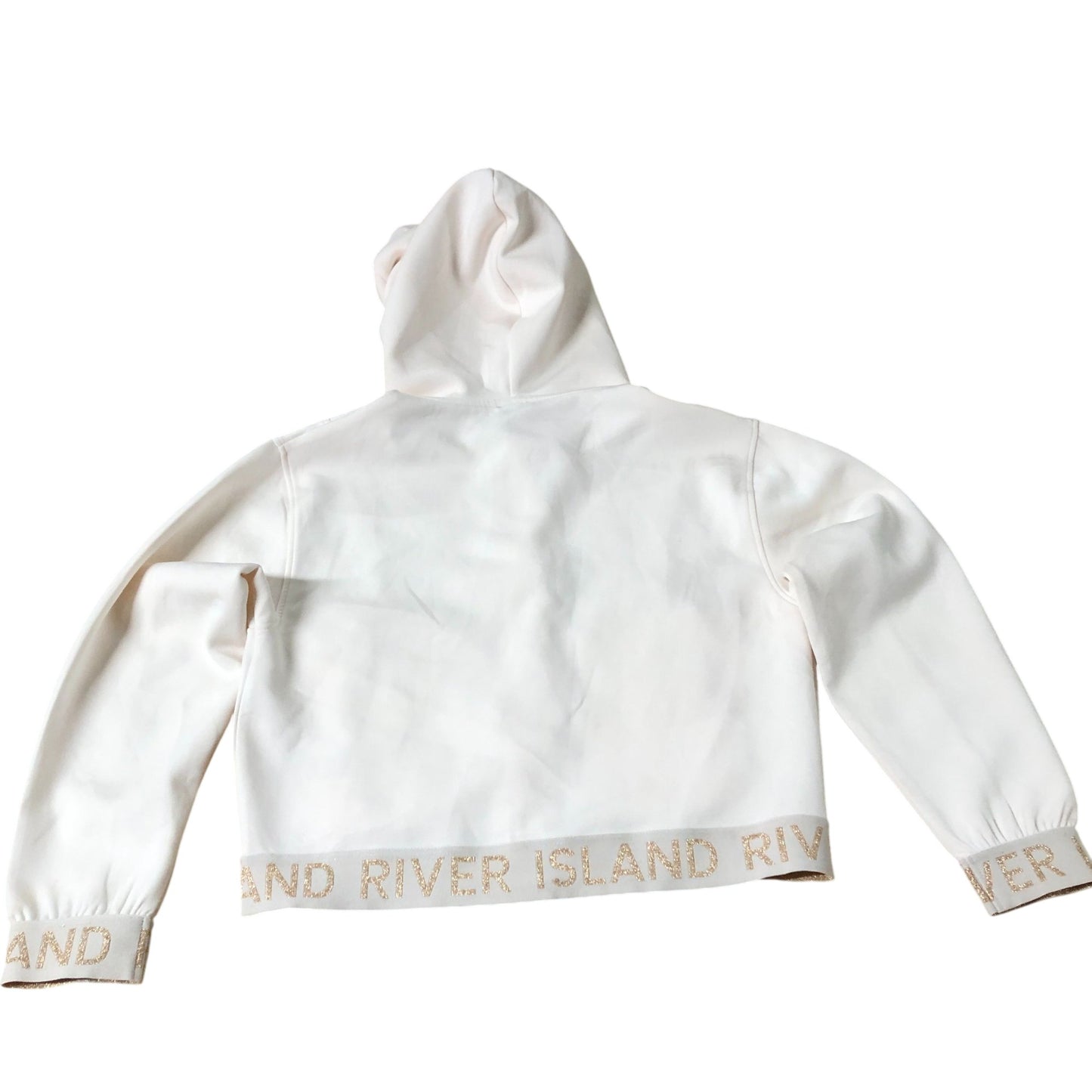 River Island Girls White Zip Hoodie Casual Cropped Stylish Design 9-10 Years