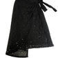 Lovedrobe Black Sequin Wrap Skirt Women's Sparkly Party Wear UK12