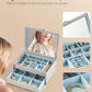 Vee&Co Jewellery Organiser Grey And Blue 2 Layers With Mirror
