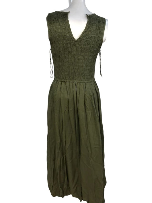 River Island Khaki Summer Safari Dress UK16 Women's Casual Midi Sleeveless