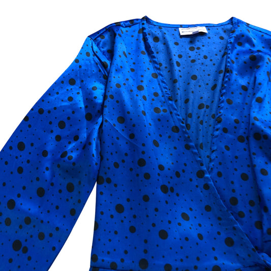 Dancing Leopard Blue Polka Dot Wrap Dress - Size 12
