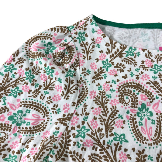 Pink/Green Paisley Long Sleeve Top - Size 12